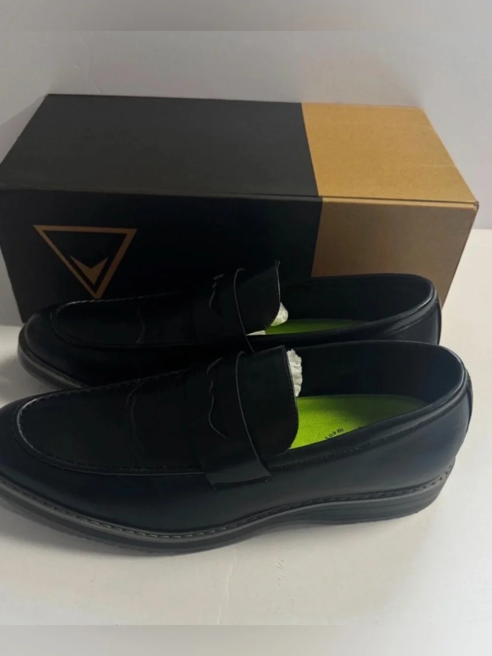 Vance Co Kahlil Mens Size 10.5 Slip-On Penny Loafers Black Leather